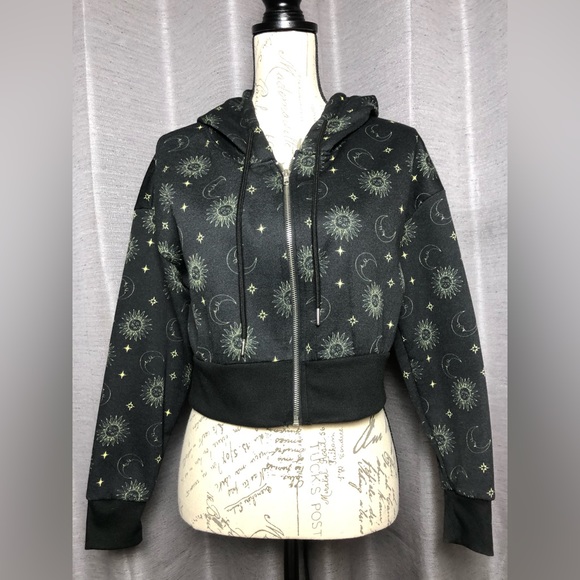 Justify Womens Sun Moon and Stars Zip up Hoodie - Picture 1 of 6